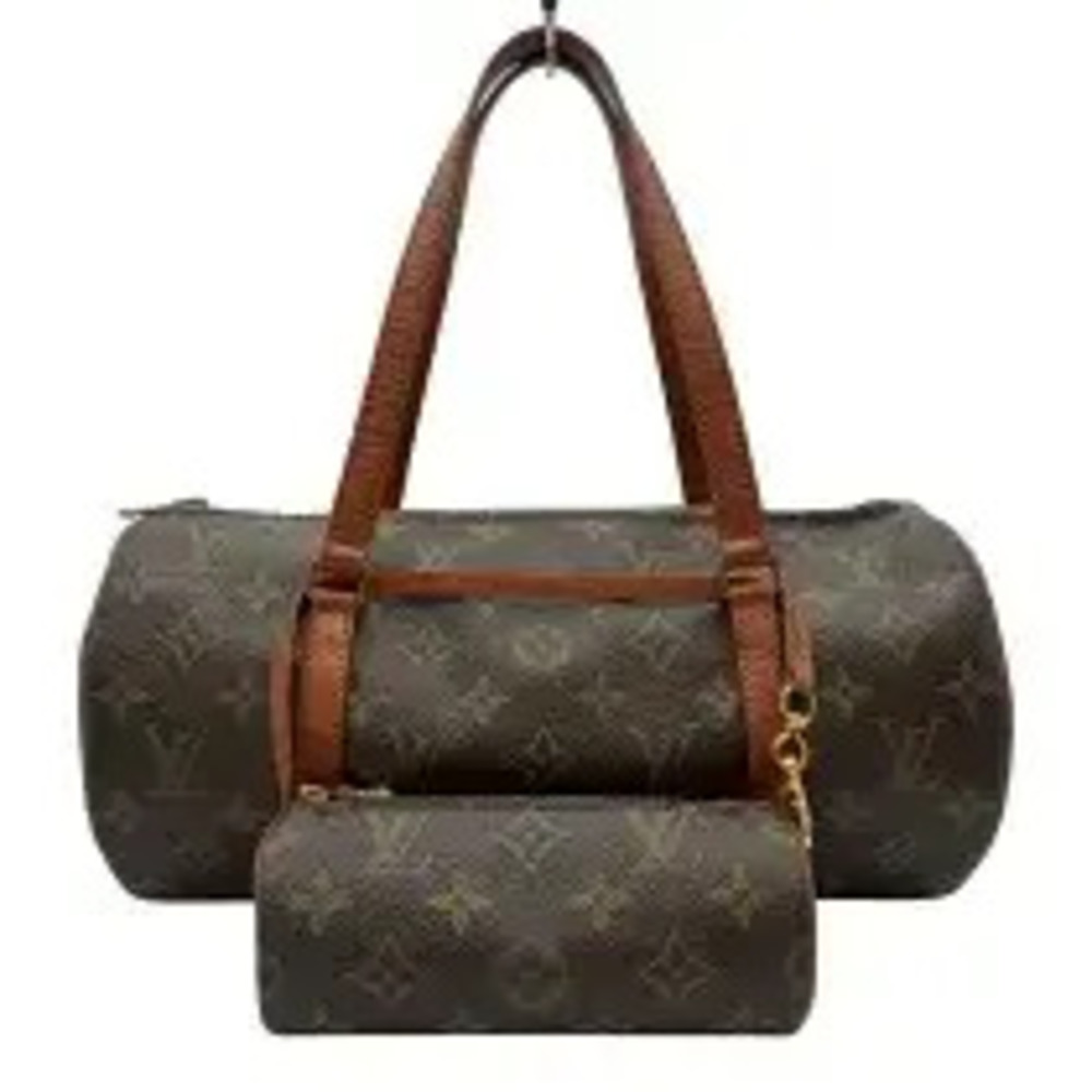 Louis Vuitton Papillon Monogram Leather Top Handle Bag Brown
